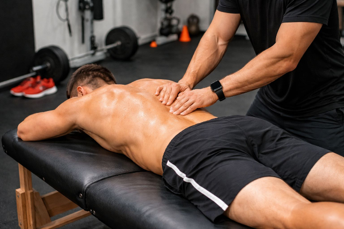 Athlete having a remedial massage